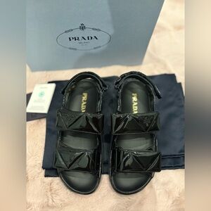Prada Glossy Black Sandals